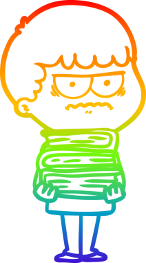 Gökkuşağı gradyan çizgi çizimi Bir insan tarafından çizilmiş rahatsız bir adam