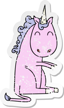 Bir insan tarafından çizilmiş tek boynuzlu atın garip bir el yazısı.