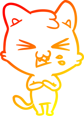 Bir insan tarafından çizilmiş çizgi film kedisinin sıcak çizgi çizimi