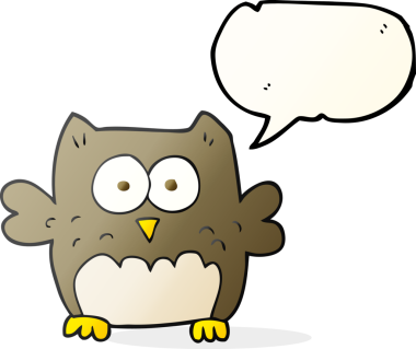 Bir insan tarafından çizilmiş serbest konuşma balonu karikatürü baykuşu