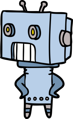 Bir insan tarafından çizilmiş çizgi film robotu