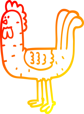 Bir insan tarafından çizilmiş bir horoz çizgi çizimi.