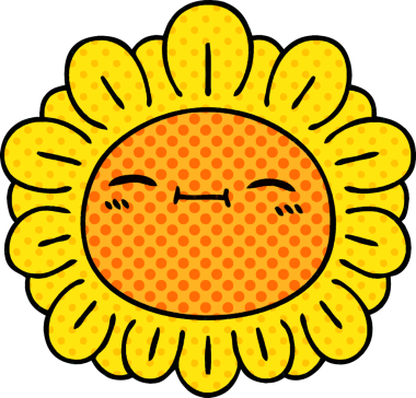 Bir insan tarafından çizilmiş çizgi roman tarzı tuhaf bir çiçek.