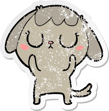 Bir insan tarafından çizilmiş şirin bir köpeğin sıkıntılı çıkartması.