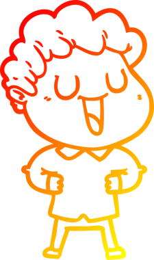 Bir insan tarafından çizilmiş gülen bir çizgi film karakterinin sıcak çizgi çizimi.