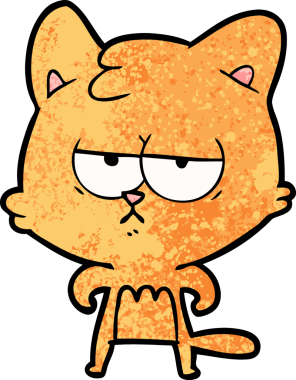 Bir insan tarafından çizilmiş sıkıcı çizgi film kedisi.
