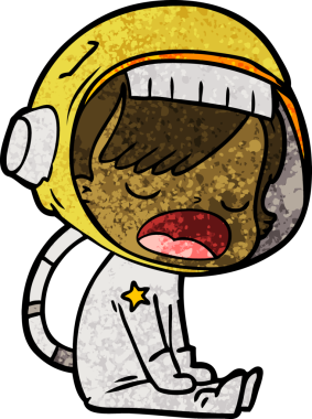 Bir insan tarafından çizilmiş konuşan astronot çizgi filmi.