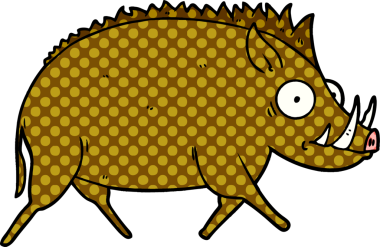 Bir insan tarafından çizilmiş vahşi bir domuz.