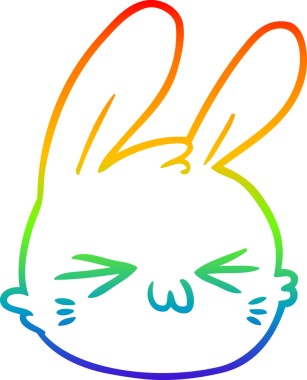 gökkuşağı gradyan çizgi çizimi bir insan tarafından çizilmiş tavşan yüzü