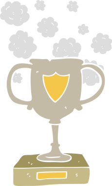 Bir insan tarafından çizilmiş eski kupanın düz renk çizimi