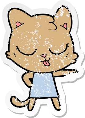 Bir insan tarafından çizilmiş çizgi film kedisinin sıkıntılı çıkartması.