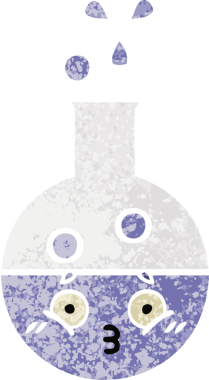 Bir insan tarafından çizilen test tüpünün retro çizim stili karikatürü