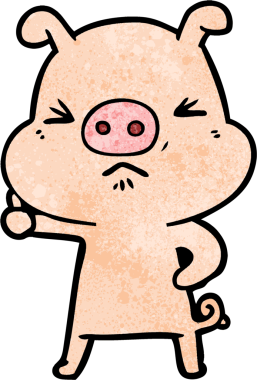 Bir insan tarafından çizilmiş kızgın domuz çizgi filmi.