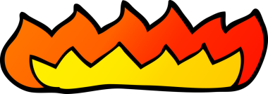 Bir insan tarafından çizilmiş yanan alevler.