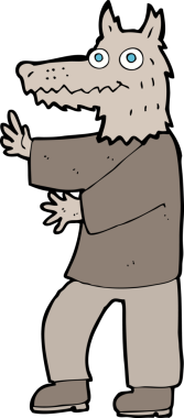 Bir insan tarafından çizilmiş komik bir kurt adam.