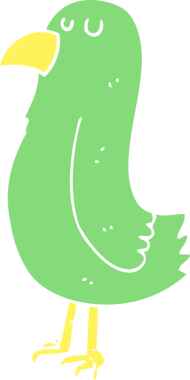 Bir insan tarafından çizilmiş papağanın düz renk çizimi