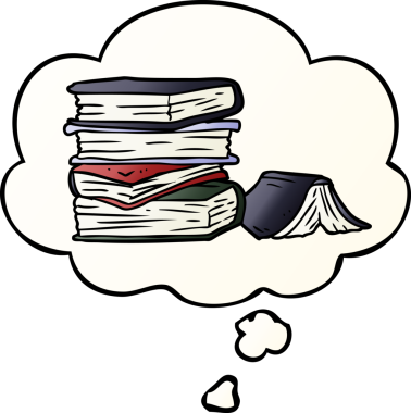 Düşünce baloncuğu olan çizgi roman yığını bir insan tarafından çizilmiş.