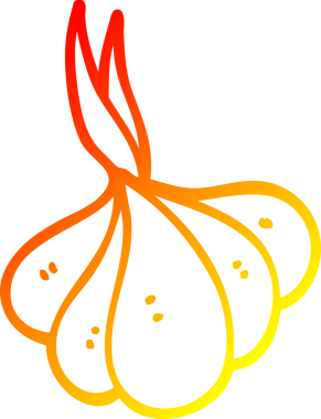 Bir insan tarafından çizilen sarımsak filizlenen bir çizgi filmin sıcak gradyan çizimi