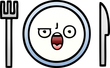 Bir insan tarafından çizilmiş yemek tabağının gölgeli çizgi filmi.