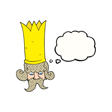 Bir insan tarafından çizilmiş dev tacı olan serbest çizim balon karikatür kralı