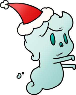 Bir insan tarafından çizilmiş Kawai hayaletinin el çizimi gradyan çizgi filmi.