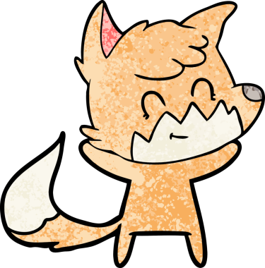 Bir insan tarafından çizilmiş mutlu tilki çizgi filmi.