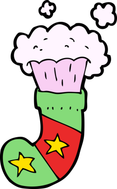 Bir insan tarafından çizilmiş sihirli Noel çorapları.