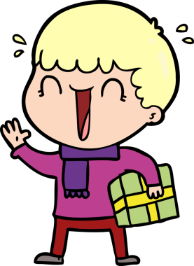 Bir insan tarafından çizilmiş, gülen karikatür adamı.