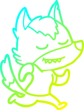 Bir insan tarafından çizilmiş dost canlısı bir kurt çizgi çizimi.