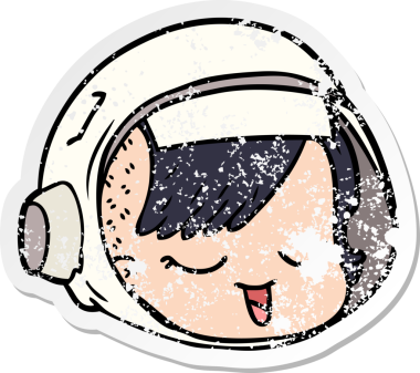 Bir insan tarafından çizilmiş karikatür astronot yüzü.