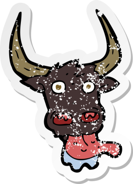 Bir insan tarafından çizilmiş bir inek suratının gerilimli çıkartması.