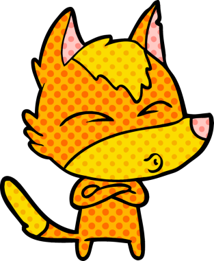 Bir insan tarafından çizilmiş tilki çizgi film karakteri