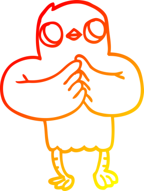 Bir insan tarafından çizilmiş bir karikatür kuşunun sıcak çizgi çizimi