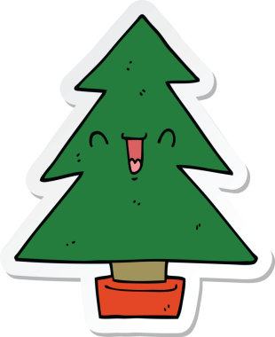 Bir insan tarafından çizilmiş bir karikatür noel ağacının çıkartması.