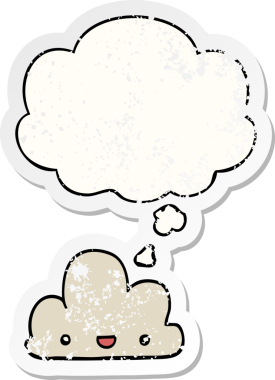 çizgi film küçük mutlu bulut düşünce baloncuğu sıkıntılı bir çıkartma gibi bir insan tarafından çizilmiş