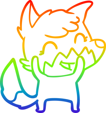 gökkuşağı gradyanı çizimi bir insan tarafından çizilmiş mutlu bir tilki çizgi filmi.