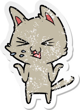 Bir insan tarafından çizilmiş bir çizgi film kedisinin sıkıntılı çıkartması.