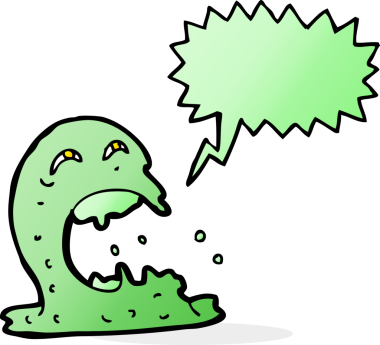 Bir insan tarafından çizilmiş konuşma balonlu iğrenç bir hayalet.