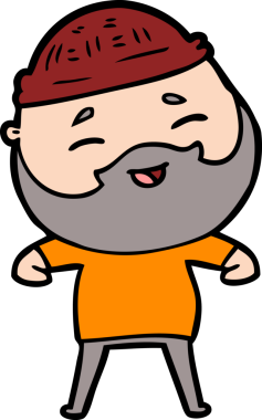 Bir insan tarafından çizilmiş mutlu sakallı bir adam.