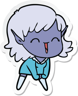 Bir insan tarafından çizilmiş bir elf kızının çıkartması.