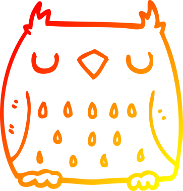 Bir insan tarafından çizilmiş sevimli bir baykuşun sıcak çizgi çizimi