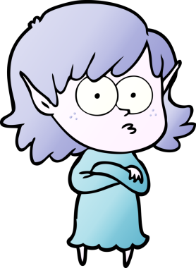 Bir insan tarafından çizilmiş çizgi film elf kızı.