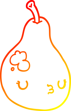 Bir insan tarafından çizilmiş bir karikatür armutunun sıcak gradyan çizimi