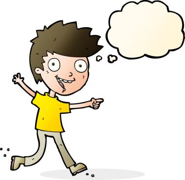 Bir insan tarafından çizilmiş düşünce balonlu çılgın çocuk.