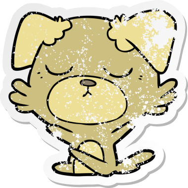 Bir insan tarafından çizilmiş şirin bir köpeğin sıkıntılı çıkartması.