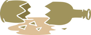 Kırık bir şişenin insan eliyle çizilmiş karikatürü.