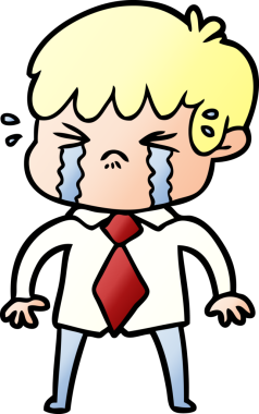 Bir insan tarafından çizilmiş ağlayan çizgi film çocuğu.