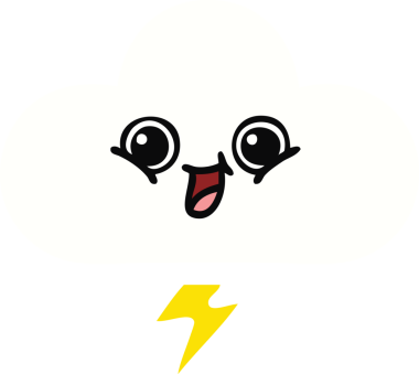 Bir insan tarafından çizilmiş bir fırtına bulutunun düz renkli retro karikatürü