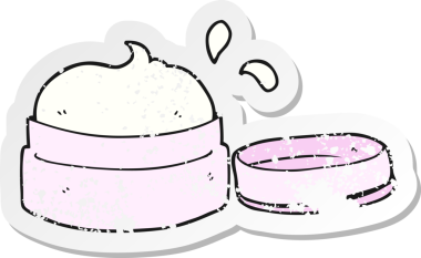 Bir insanın çizdiği karikatür yüz kreminin gerilimli retro yapıştırması.