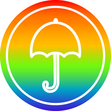 Gökkuşağı gradyan bir insan tarafından çizilmiş açık şemsiye dairesel simgesi